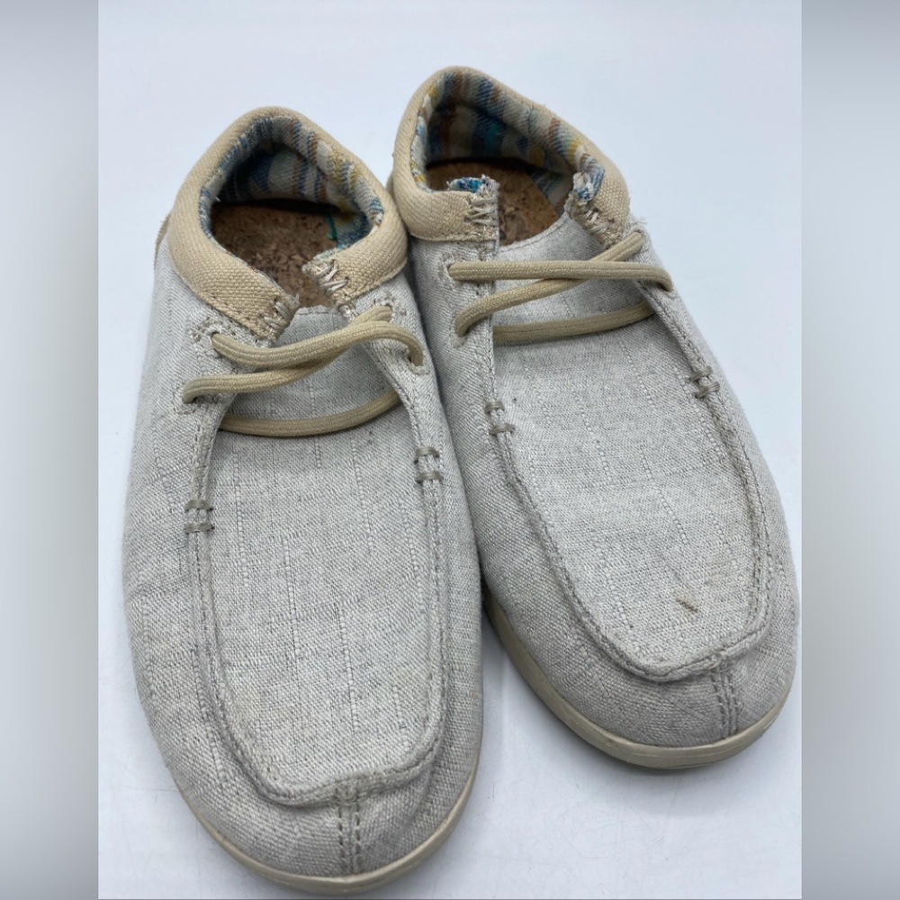 Sanuk Slip On Canvas Boho Shoes Slide On Cork Sole Women’s 6